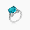 Charlene 6.2ct Aqua CZ Rhodium Classic Statement Ring