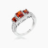 2.3ct Garnet CZ Rhodium Plated Classic Trio Ring