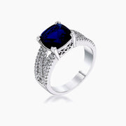 3ct Elegant Silvertone Criss-Cross Sapphire Blue CZ Engagement Ring
