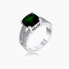 3ct Elegant Silvertone Criss-Cross Enerald CZ Engagement Ring