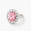 11.5Ct Rhodium Plated Pale Pink Oval Blossom Ring