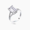 6.75Ct Rhodium Plated Emerald Cut Wishbone Ring