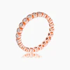 Rose Gold Plated Dotted Clear CZ Round Bezel Eternity Ring