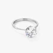 2 Carat CZ Rhodium Classic Solitaire Ring