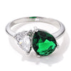 2.75ct Clear & Emerald Green CZ Toi et Moi Ring