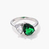 2.75ct Clear & Emerald Green CZ Toi et Moi Ring