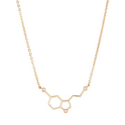 0.03ct CZ Gold Simple Molecule Necklace