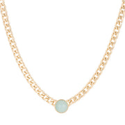 Jade Cat's Eye Cabochon Gold Chain Statement Necklace