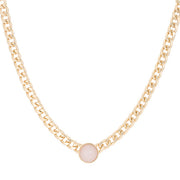 Rose Cat's Eye Cabochon Gold Chain Statement Necklace