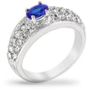 Joyce 0.3ct Sapphire and Clear CZ White Gold Rhodium Ring