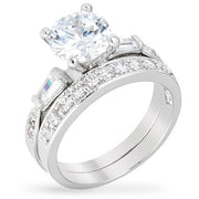 Cailin 3ct CZ White Gold Rhodium Simple Engagement Ring Set