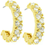 Jackie 4ct Trillion CZ 14k Gold Hoop Earrings