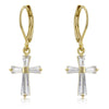 Mary 0.7ct CZ 14k Gold Cross Drop Earrings