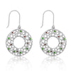 Nelly 1ct Ruby and Emerald CZ White Gold Rhodium Circle Drop Earrings
