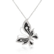 Black and White Large Cubic Zirconia Butterfly Pendant