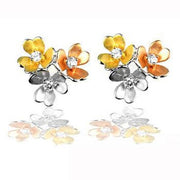 Ciara 0.9ct CZ White Gold Rhodium Floral Cluster Earrings