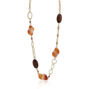 Gold Chain Necklace With Warm Colored Stones