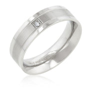 0.6ct CZ Stainless Steel Solitaire Men's Ring