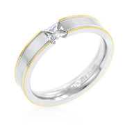 Tension Set Solitaire Stainless Steel Ring
