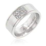 0.9ct CZ Stainless Steel Pave 15-Stone Men's Ring