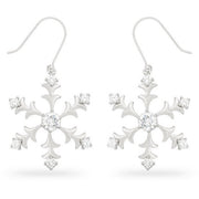Natalia 6ct CZ White Gold Rhodium Snowflake Drop Earrings