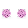 Rachael 2ct Pink CZ Sterling Silver Rhodium Stud Earrings