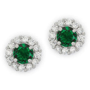 Emmelina 4.5ct Emerald CZ White Gold Rhodium Simple Stud Earrings
