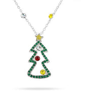 Noelle Multicolor Crystal White Gold Rhodium Tree Necklace