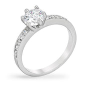Tracy 1ct CZ White Gold Rhodium Simple Ring