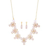 Lyla Pink Statement Floral Gold Necklace And Drop Earring Set