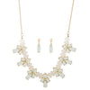 Lyla White Statement Floral Gold Necklace And Drop Earring Set