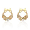 Holiday Wreath Champagne Crystal Earrings