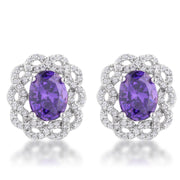 Amethyst Oval Stud Earrings