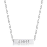 Luck White Gold Rhodium Stainless Steel Bar Script Necklace