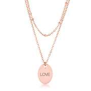 Rose Gold Plated Double Chain "LOVE" Necklace