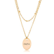18k Gold Plated Double Chain "FAITH" Necklace