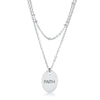 Stainless Steel Double Chain "FAITH" Necklace