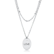 Stainless Steel Double Chain "LOVE" Necklace