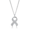 Rhodium Plated Pave CZ Ribbon Necklace