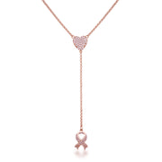 Rose Gold Plated Pink Ribbon "Y" Necklace