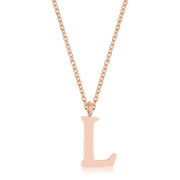 Elaina Rose Gold Stainless Steel L Initial Necklace