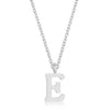 Elaina White Gold Rhodium Stainless Steel E Initial Necklace