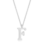 Elaina White Gold Rhodium Stainless Steel F Initial Necklace