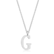 Elaina White Gold Rhodium Stainless Steel G Initial Necklace