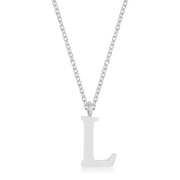 Elaina White Gold Rhodium Stainless Steel L Initial Necklace