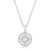 .9Ct Timeless Rhodium Plated Double Pave Circle Dancing CZ Pendant
