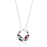 Holiday Wreath Colored Crystal Pendant