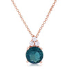 Simple Rose Gold Plated 9mm Blue Green CZ Pendant