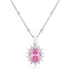 Rhodium Plated Pink Petite Royal Oval Pendant