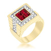 2.9ct CZ 18k Gold Ruby Square Men's Ring